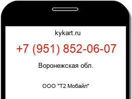 Информация о номере телефона +7 (951) 852-06-07: регион, оператор