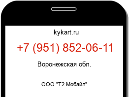 Информация о номере телефона +7 (951) 852-06-11: регион, оператор