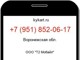 Информация о номере телефона +7 (951) 852-06-17: регион, оператор