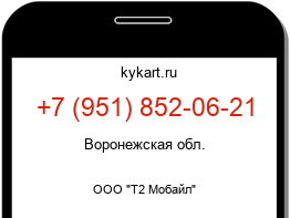 Информация о номере телефона +7 (951) 852-06-21: регион, оператор