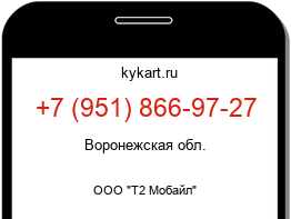 Информация о номере телефона +7 (951) 866-97-27: регион, оператор