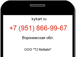 Информация о номере телефона +7 (951) 866-99-67: регион, оператор