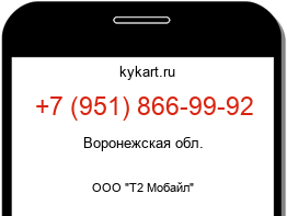 Информация о номере телефона +7 (951) 866-99-92: регион, оператор