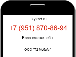 Информация о номере телефона +7 (951) 870-86-94: регион, оператор