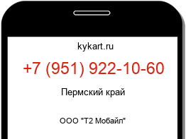 Информация о номере телефона +7 (951) 922-10-60: регион, оператор