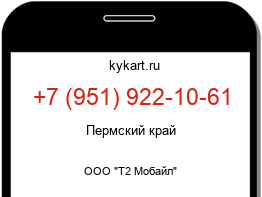 Информация о номере телефона +7 (951) 922-10-61: регион, оператор