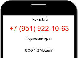 Информация о номере телефона +7 (951) 922-10-63: регион, оператор