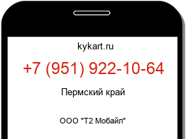 Информация о номере телефона +7 (951) 922-10-64: регион, оператор