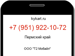 Информация о номере телефона +7 (951) 922-10-72: регион, оператор