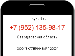 Информация о номере телефона +7 (952) 135-98-17: регион, оператор