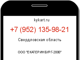 Информация о номере телефона +7 (952) 135-98-21: регион, оператор