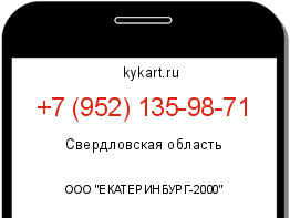 Информация о номере телефона +7 (952) 135-98-71: регион, оператор