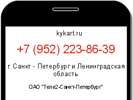 Информация о номере телефона +7 (952) 223-86-39: регион, оператор