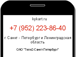 Информация о номере телефона +7 (952) 223-86-40: регион, оператор