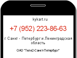 Информация о номере телефона +7 (952) 223-86-63: регион, оператор