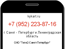 Информация о номере телефона +7 (952) 223-87-16: регион, оператор