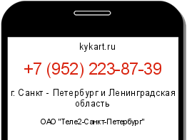 Информация о номере телефона +7 (952) 223-87-39: регион, оператор