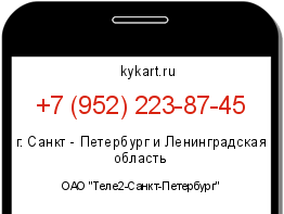 Информация о номере телефона +7 (952) 223-87-45: регион, оператор