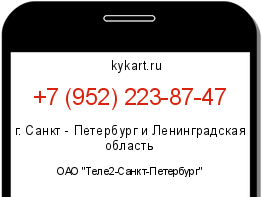 Информация о номере телефона +7 (952) 223-87-47: регион, оператор