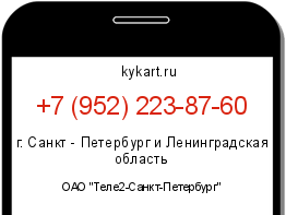 Информация о номере телефона +7 (952) 223-87-60: регион, оператор
