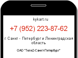 Информация о номере телефона +7 (952) 223-87-62: регион, оператор
