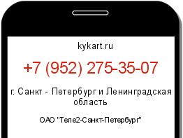 Информация о номере телефона +7 (952) 275-35-07: регион, оператор