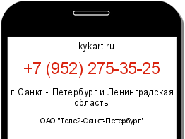 Информация о номере телефона +7 (952) 275-35-25: регион, оператор