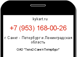 Информация о номере телефона +7 (953) 168-00-26: регион, оператор