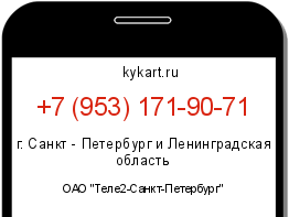 Информация о номере телефона +7 (953) 171-90-71: регион, оператор