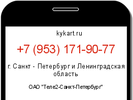 Информация о номере телефона +7 (953) 171-90-77: регион, оператор