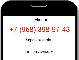 Информация о номере телефона +7 (958) 398-97-43: регион, оператор