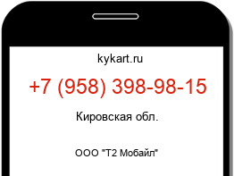 Информация о номере телефона +7 (958) 398-98-15: регион, оператор