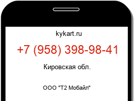 Информация о номере телефона +7 (958) 398-98-41: регион, оператор
