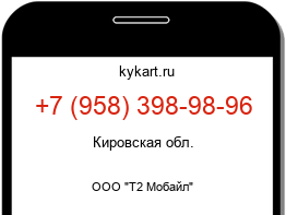 Информация о номере телефона +7 (958) 398-98-96: регион, оператор