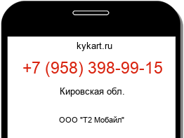 Информация о номере телефона +7 (958) 398-99-15: регион, оператор