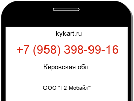 Информация о номере телефона +7 (958) 398-99-16: регион, оператор