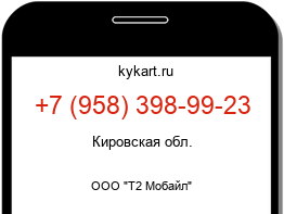 Информация о номере телефона +7 (958) 398-99-23: регион, оператор
