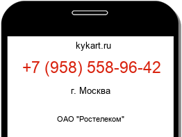 Информация о номере телефона +7 (958) 558-96-42: регион, оператор