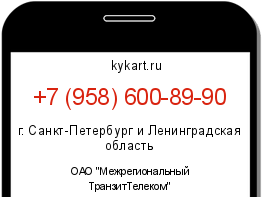 Информация о номере телефона +7 (958) 600-89-90: регион, оператор