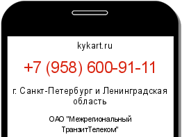 Информация о номере телефона +7 (958) 600-91-11: регион, оператор