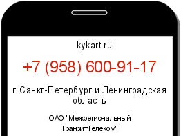 Информация о номере телефона +7 (958) 600-91-17: регион, оператор