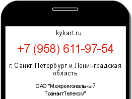 Информация о номере телефона +7 (958) 611-97-54: регион, оператор