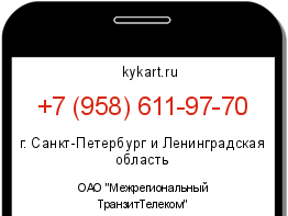 Информация о номере телефона +7 (958) 611-97-70: регион, оператор