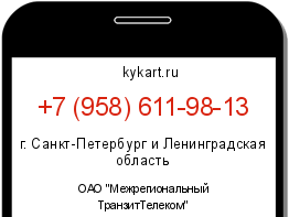 Информация о номере телефона +7 (958) 611-98-13: регион, оператор