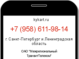Информация о номере телефона +7 (958) 611-98-14: регион, оператор