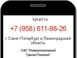 Информация о номере телефона +7 (958) 611-98-26: регион, оператор