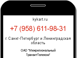 Информация о номере телефона +7 (958) 611-98-31: регион, оператор