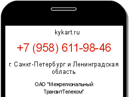 Информация о номере телефона +7 (958) 611-98-46: регион, оператор