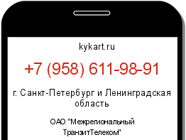 Информация о номере телефона +7 (958) 611-98-91: регион, оператор