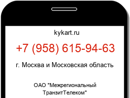 Информация о номере телефона +7 (958) 615-94-63: регион, оператор